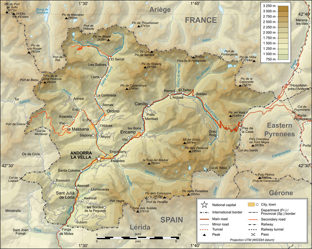 Mappa dettagliata Andorra