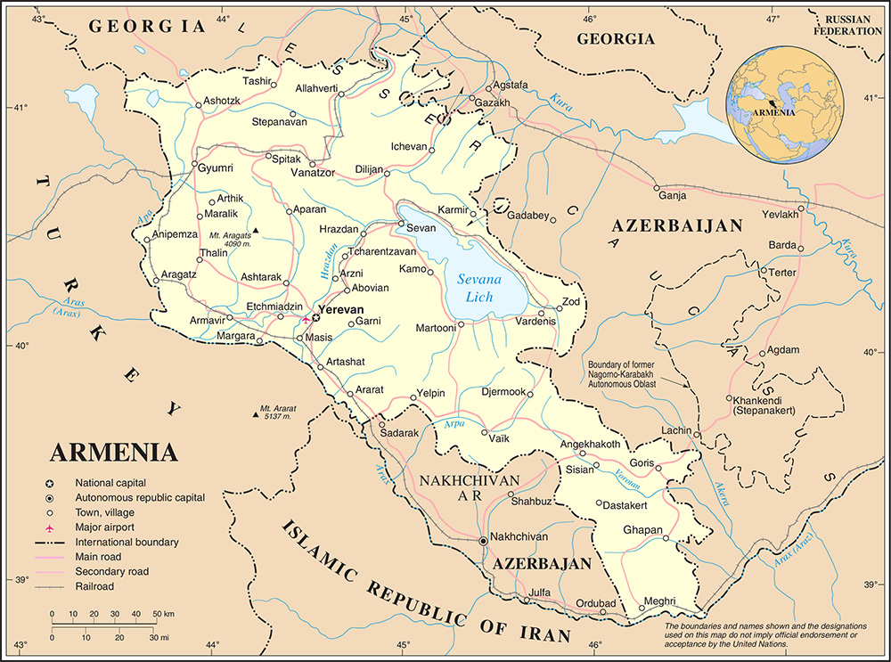 Mappa dettagliata Armenia