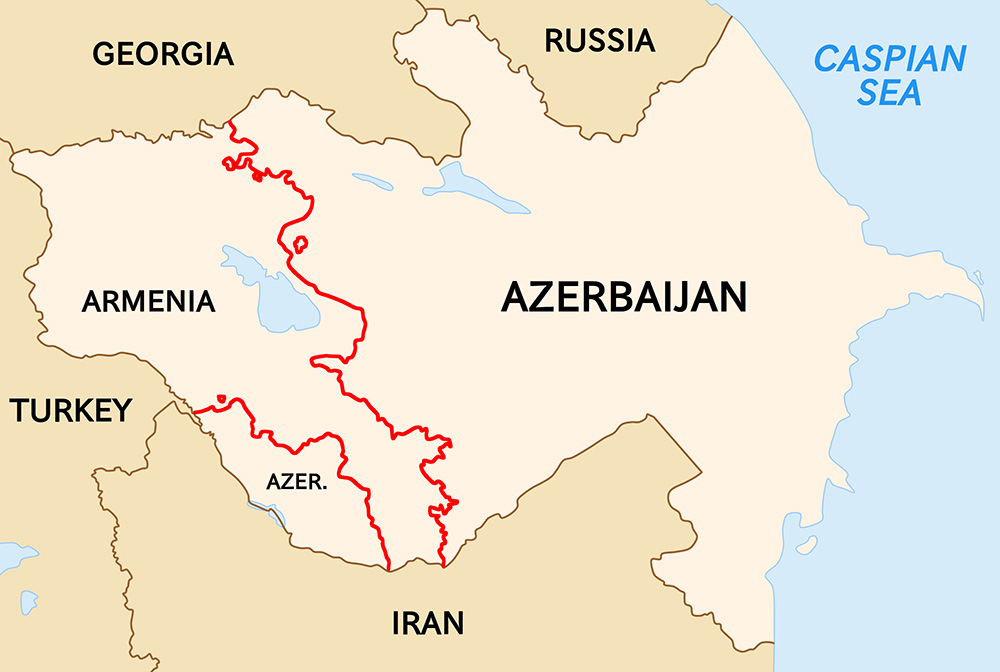Mappa con confini Armenia