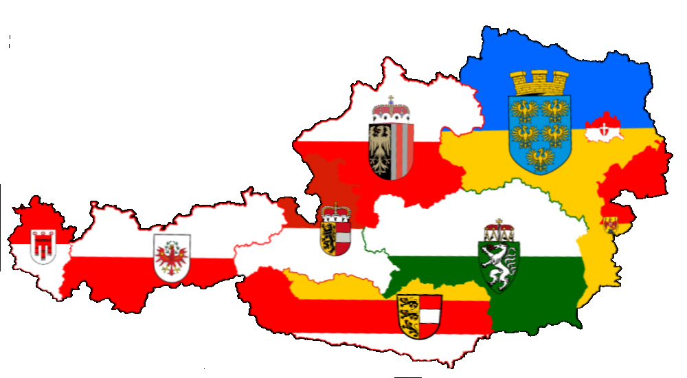 Mappa con gli stati Bandiera Austria