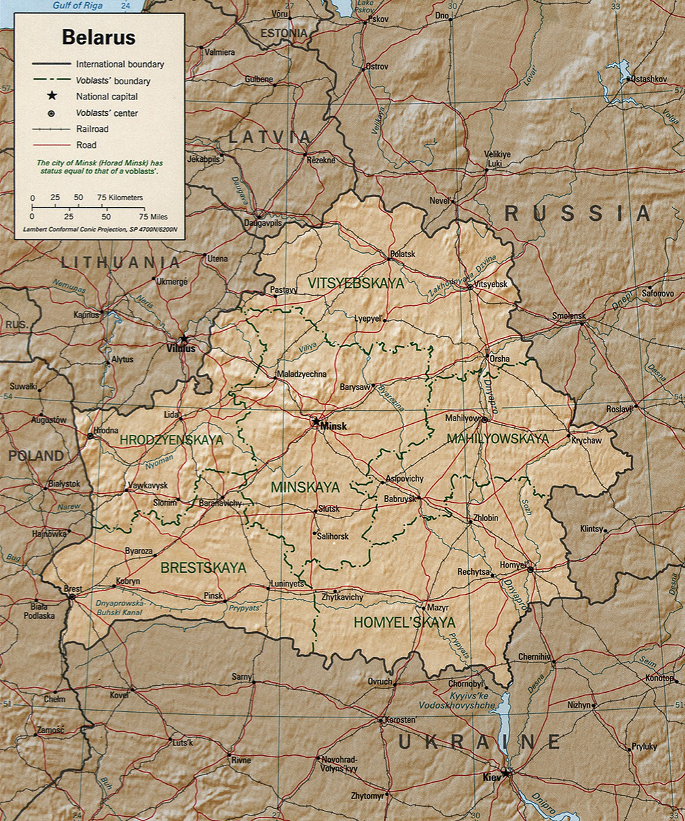 Mappa dettagliata Bielorussia