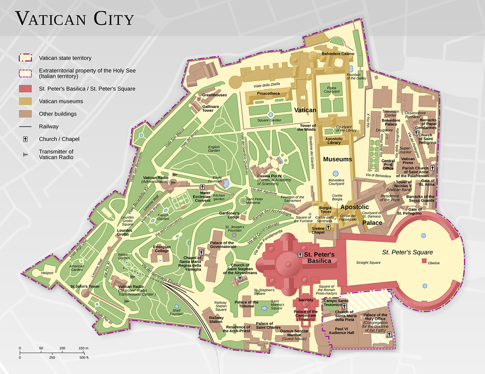 Mappa dettagliata Città del Vaticano