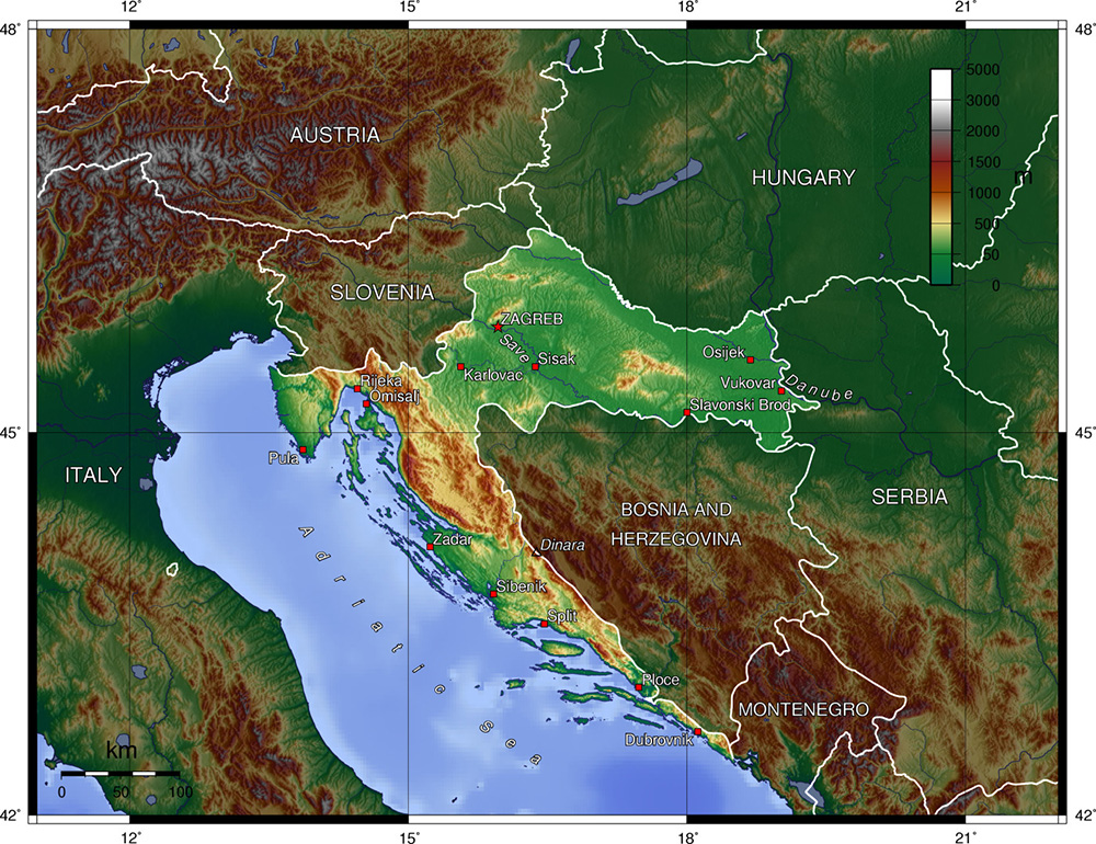 Mappa dettagliata Croazia