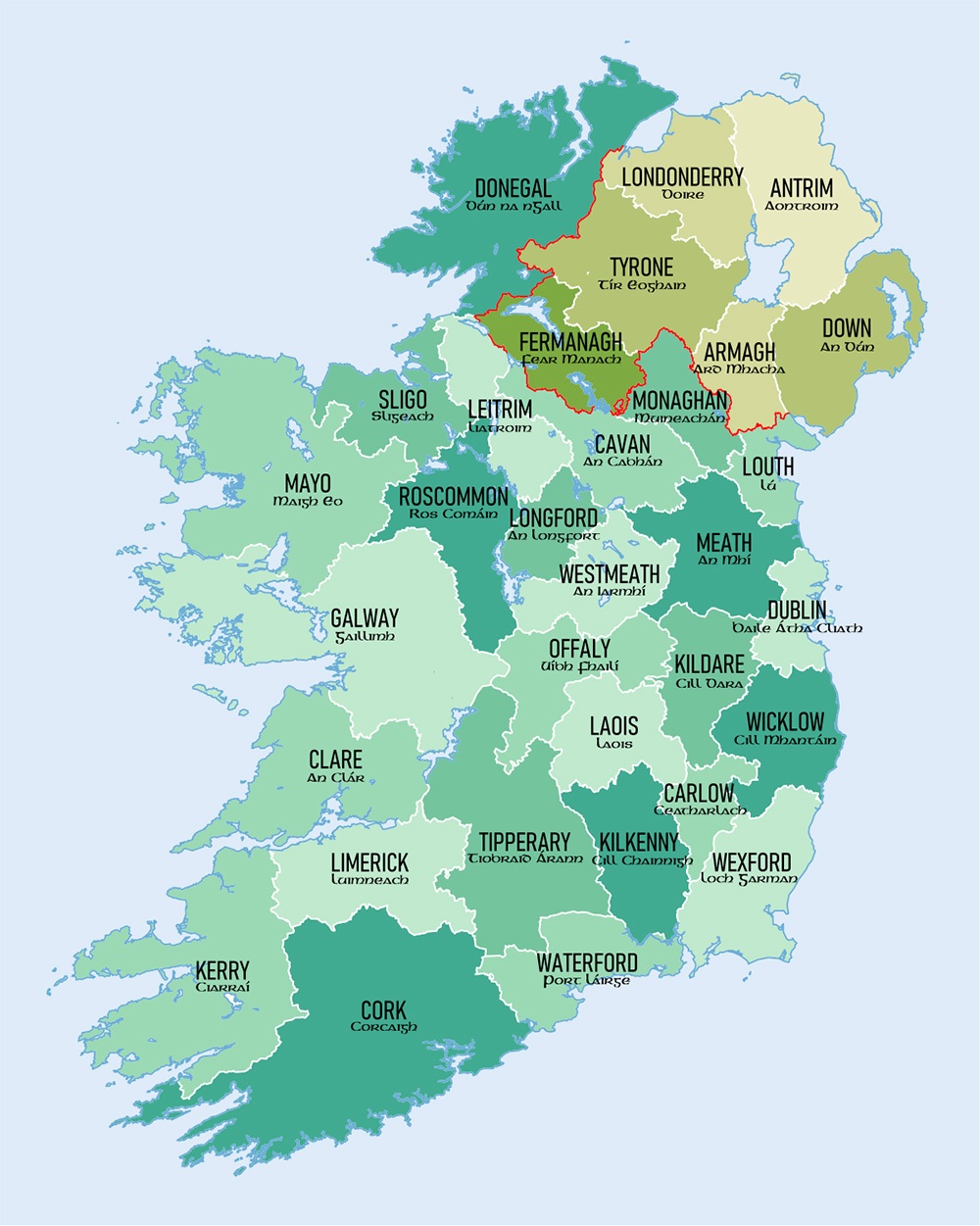 Mappa regioni Irlanda