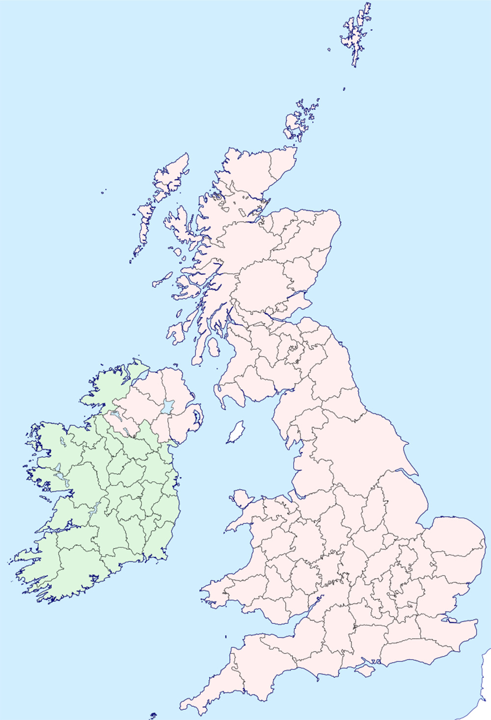 Mappa Irlanda Isole Britanniche