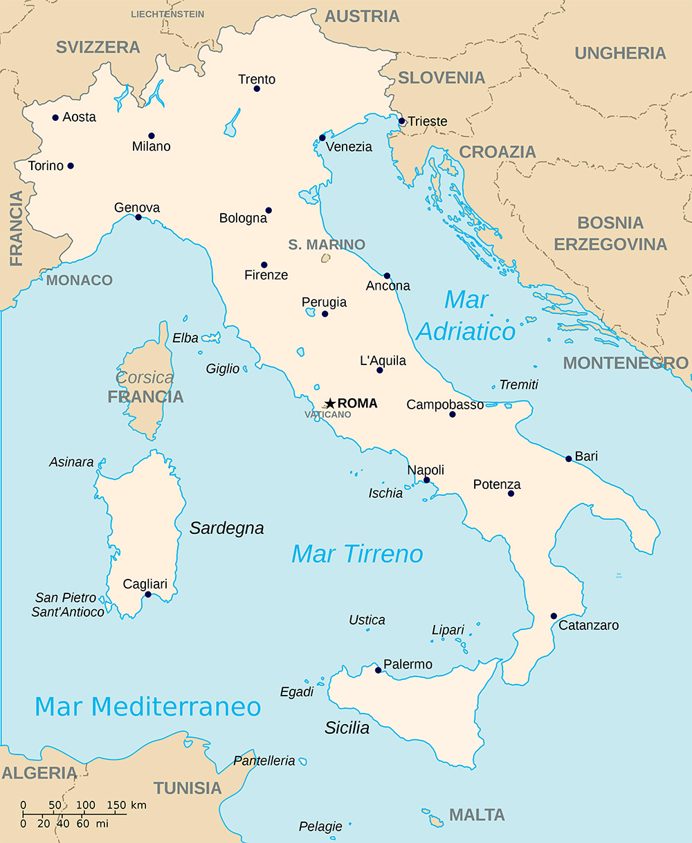 Mappa con le città Italia