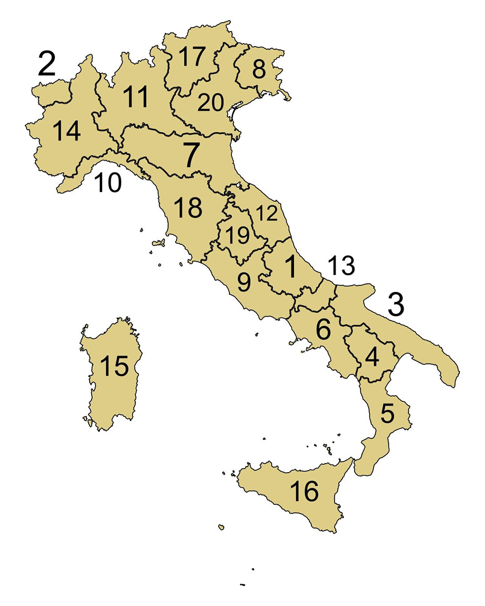 Mappa regioni Italia