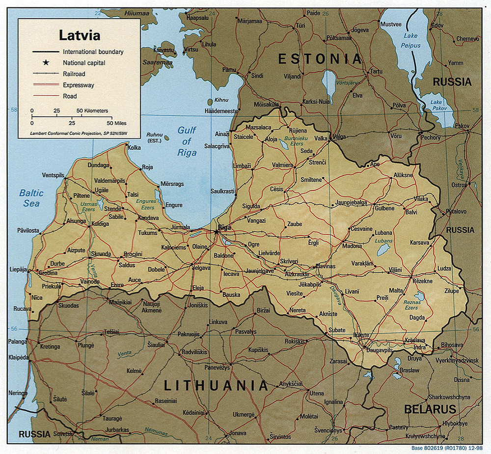 Mappa dettagliata con le città Lettonia