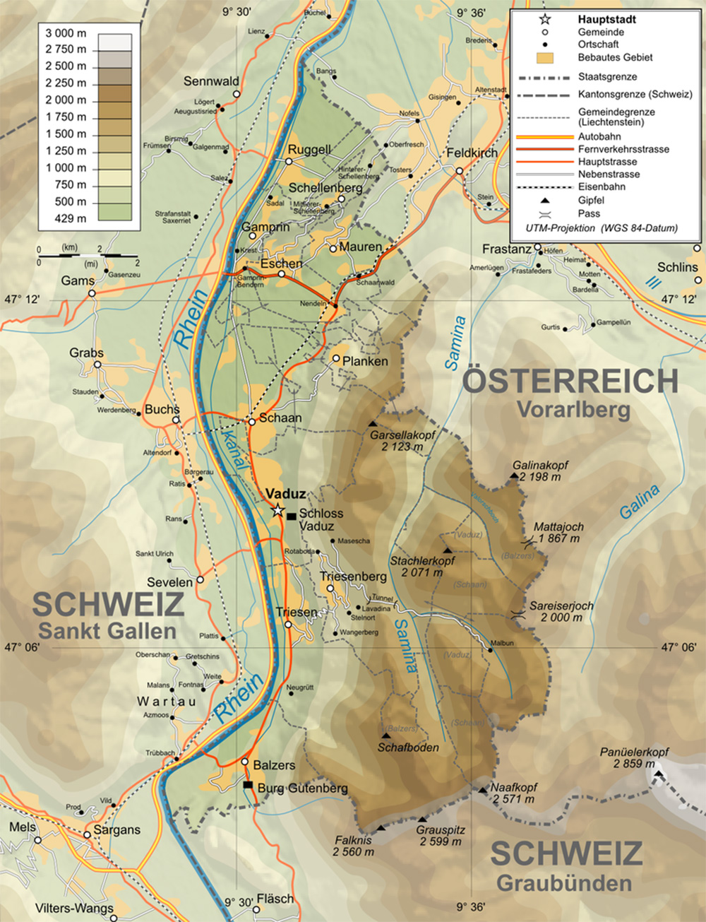 Mappa dettagliata Liechtenstein