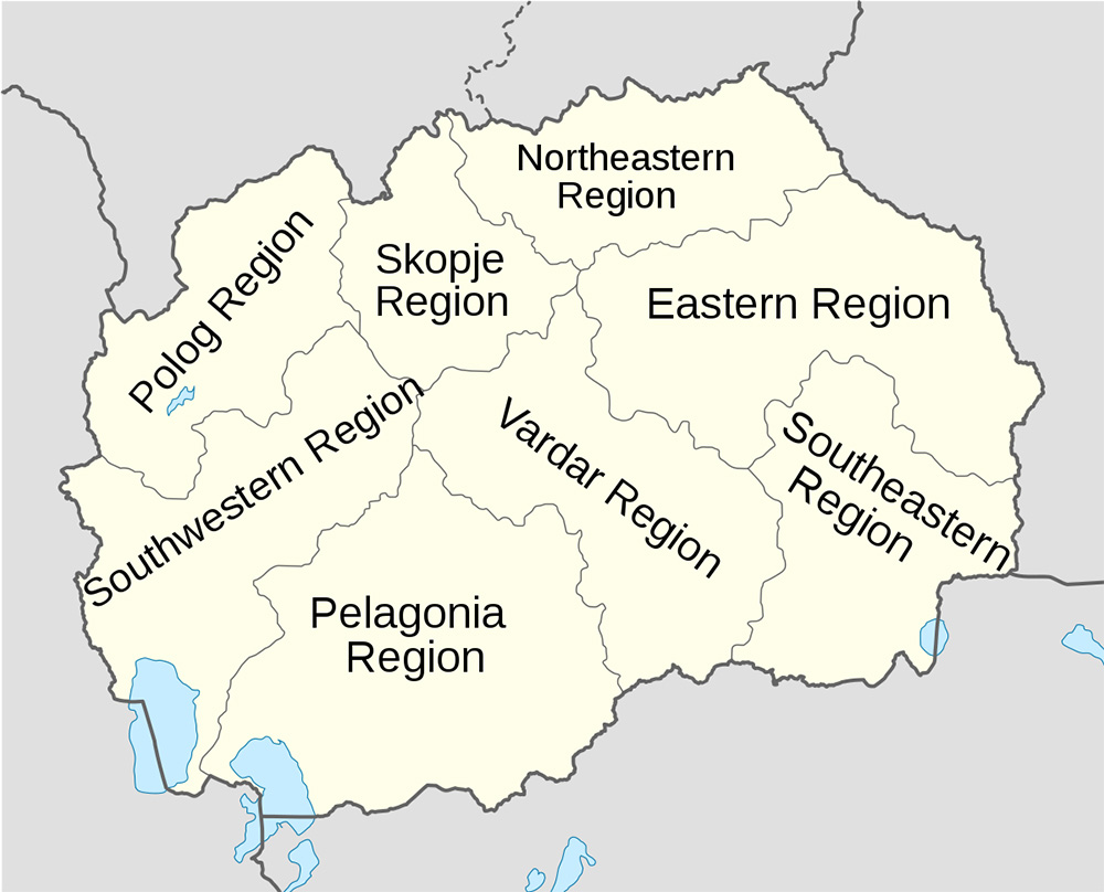 Mappa regioni Macedonia del Nord