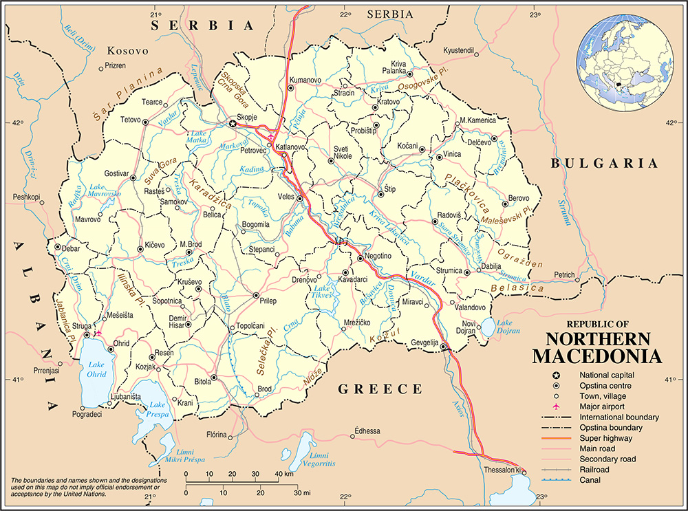 Mappa dettagliata Macedonia del Nord
