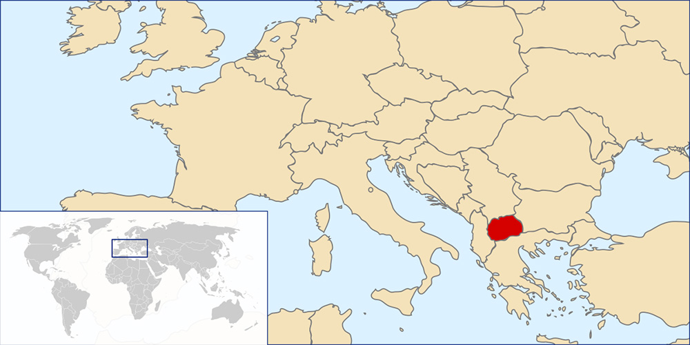 Mappa Macedonia del Nord Europa