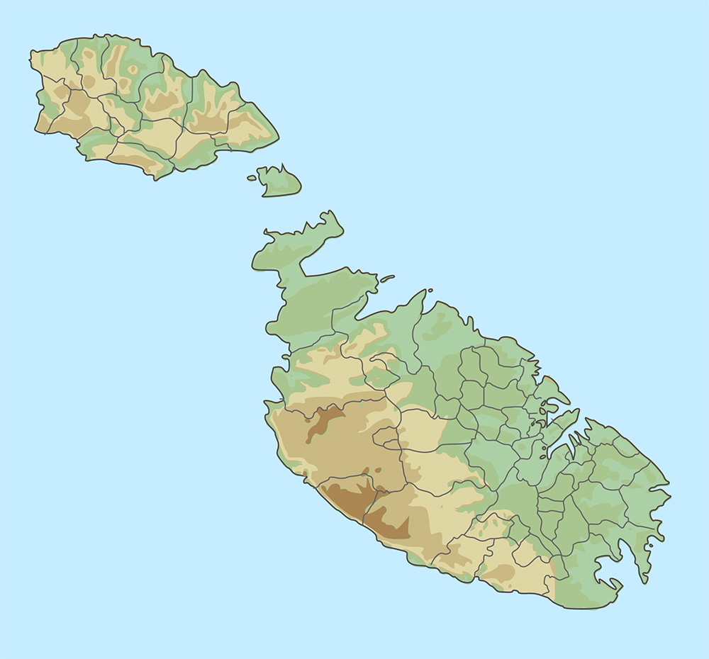 Mappa dei rilievi Malta