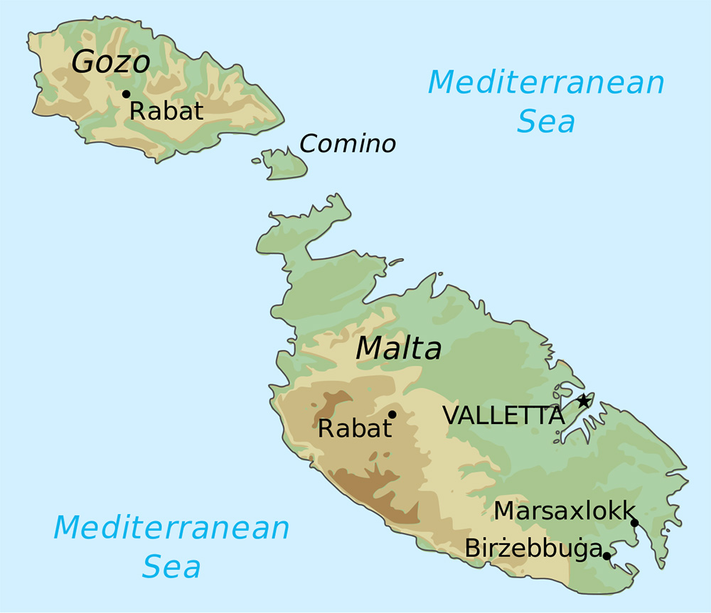 Mappa con le città Malta