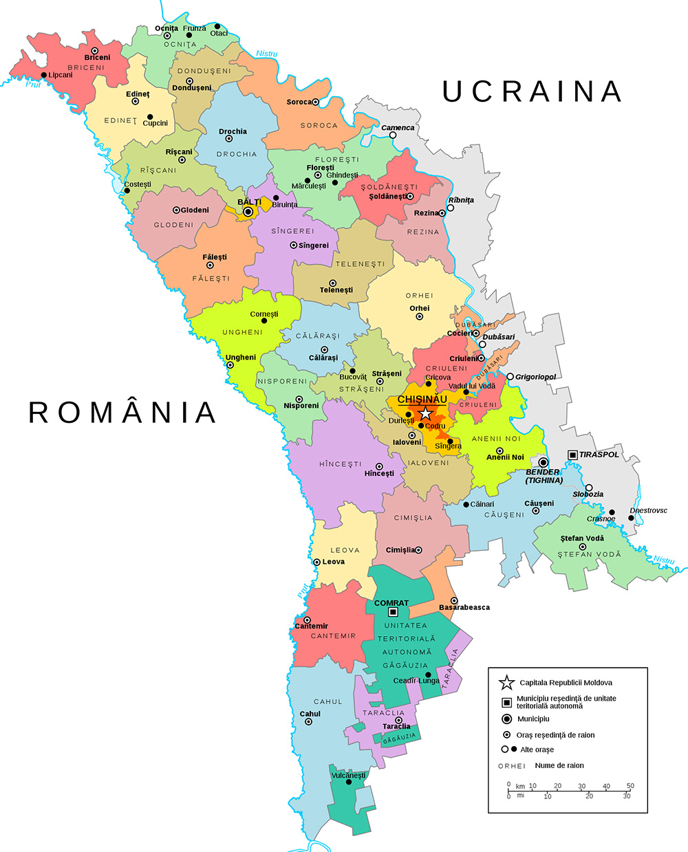 Mappa regioni Moldavia