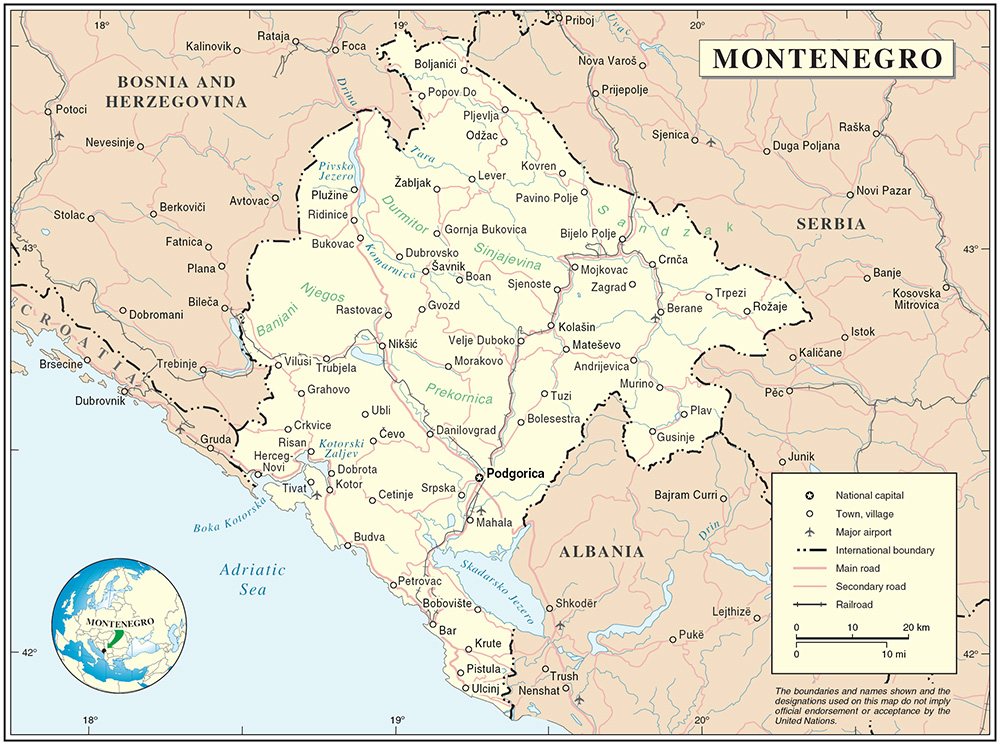 Mappa dettagliata Montenegro