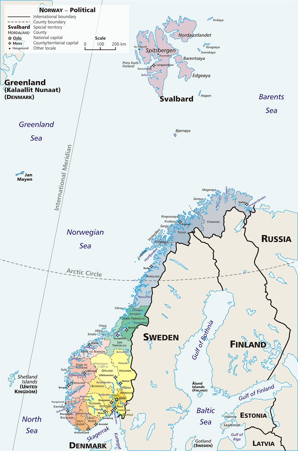Mappa dettagliata Norvegia