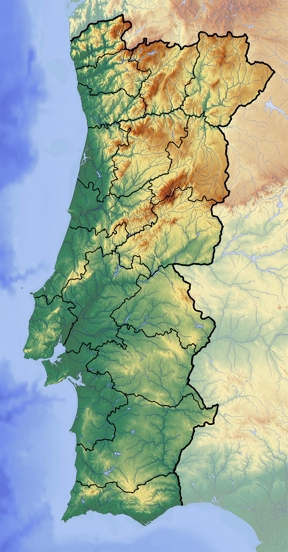 Mappa dei rilievi Portogallo