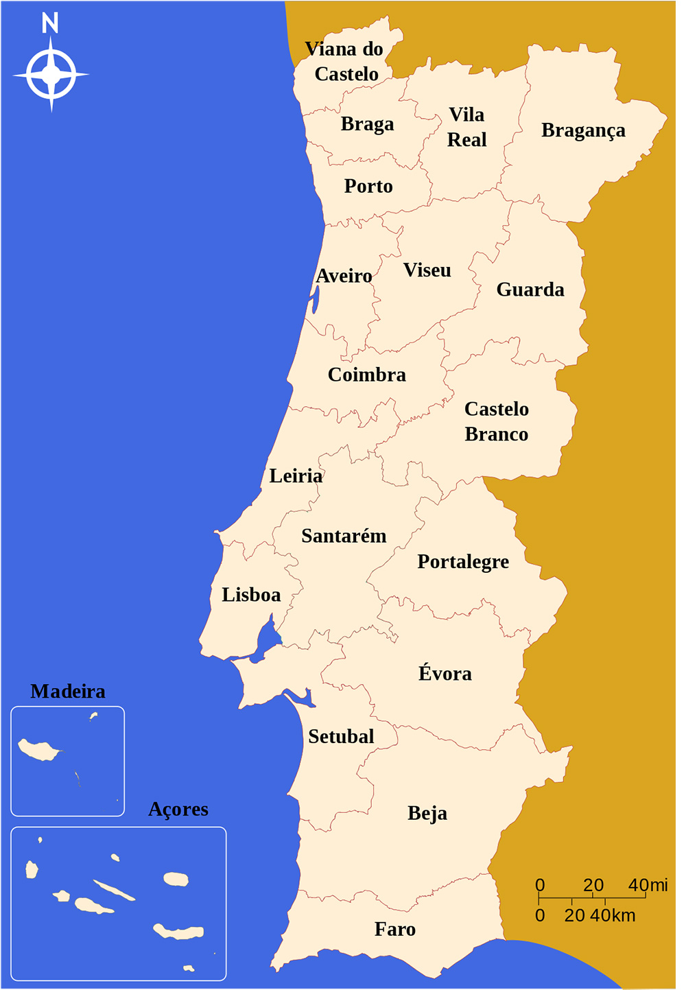 Mappa regioni Portogallo