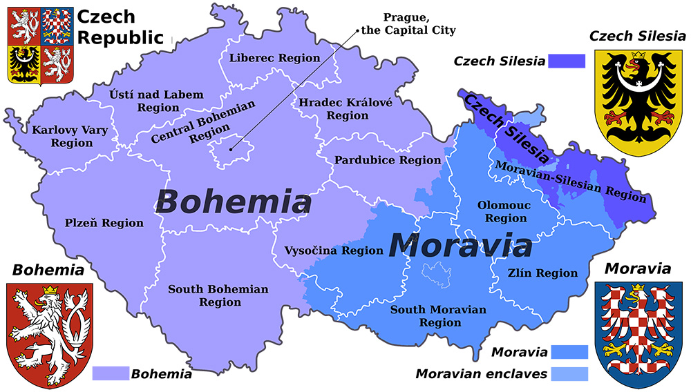 Mappa regioni Repubblica Ceca