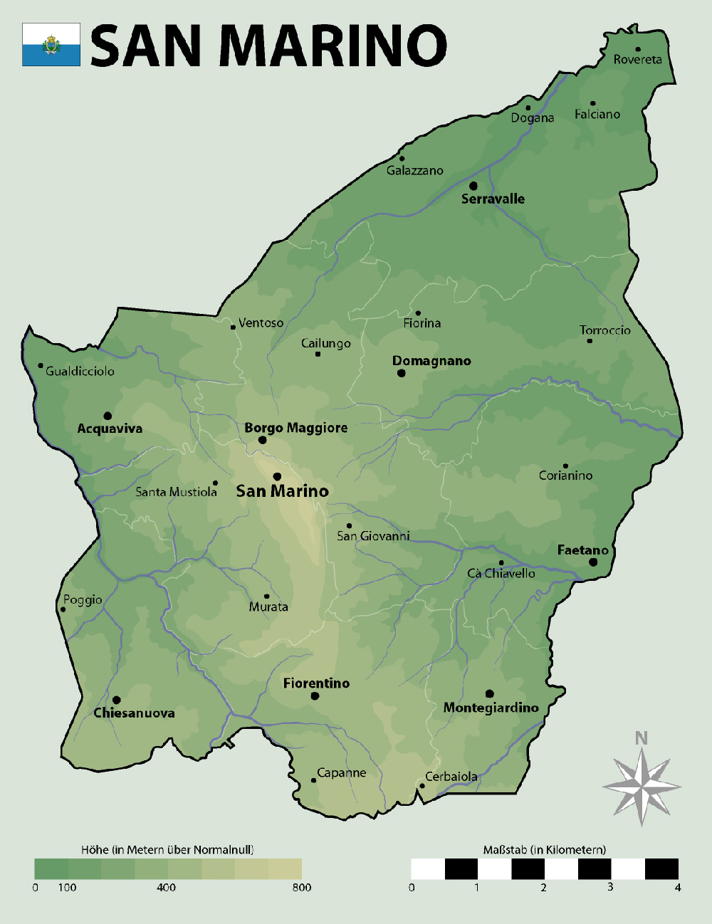 Mappa con le città San Marino
