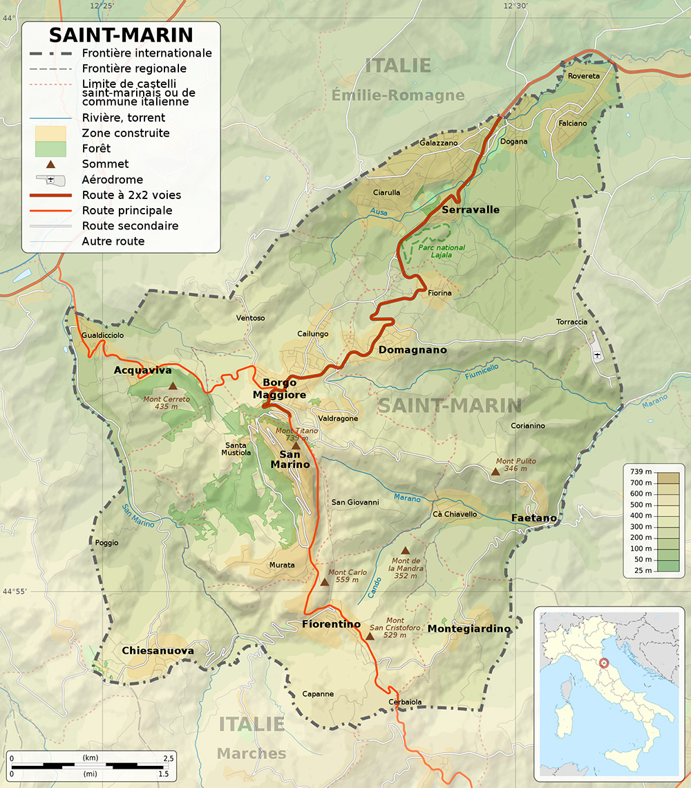 Mappa dei rilievi San Marino