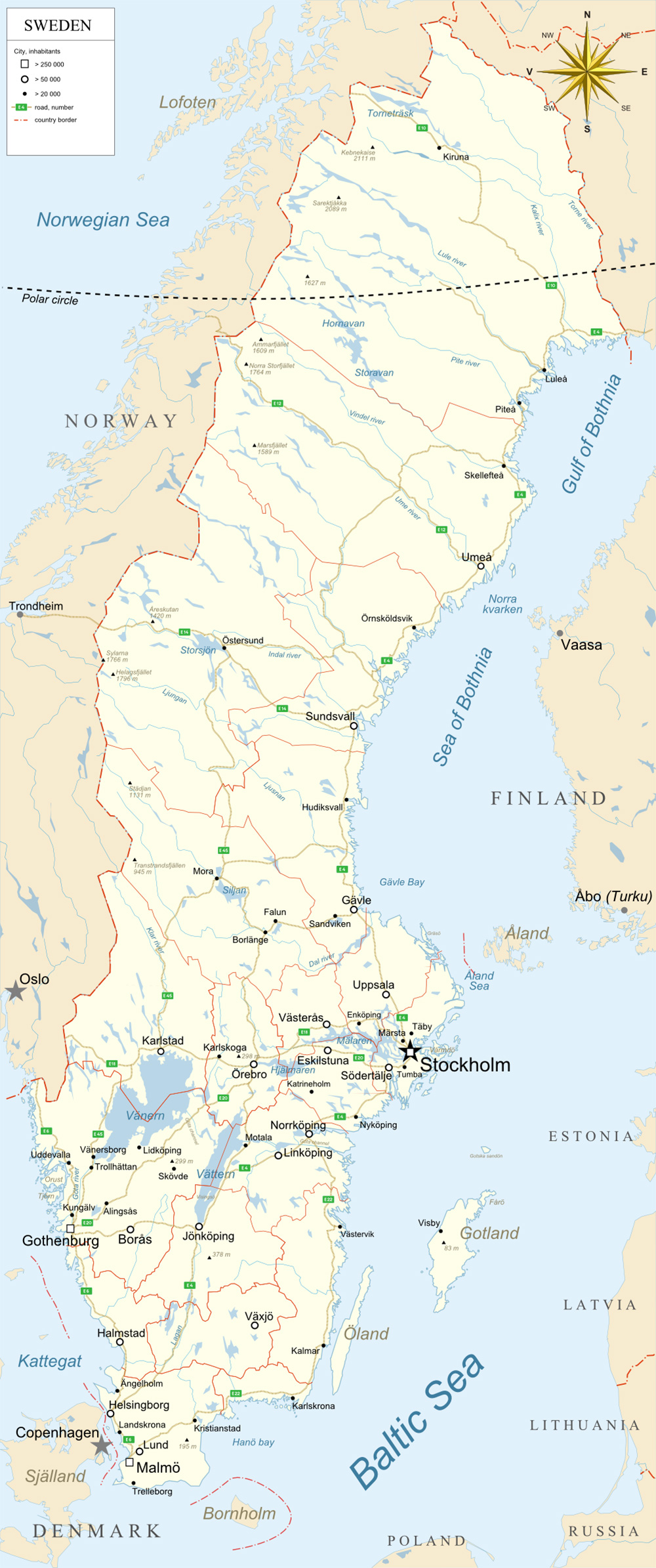 Mappa con le città Svezia