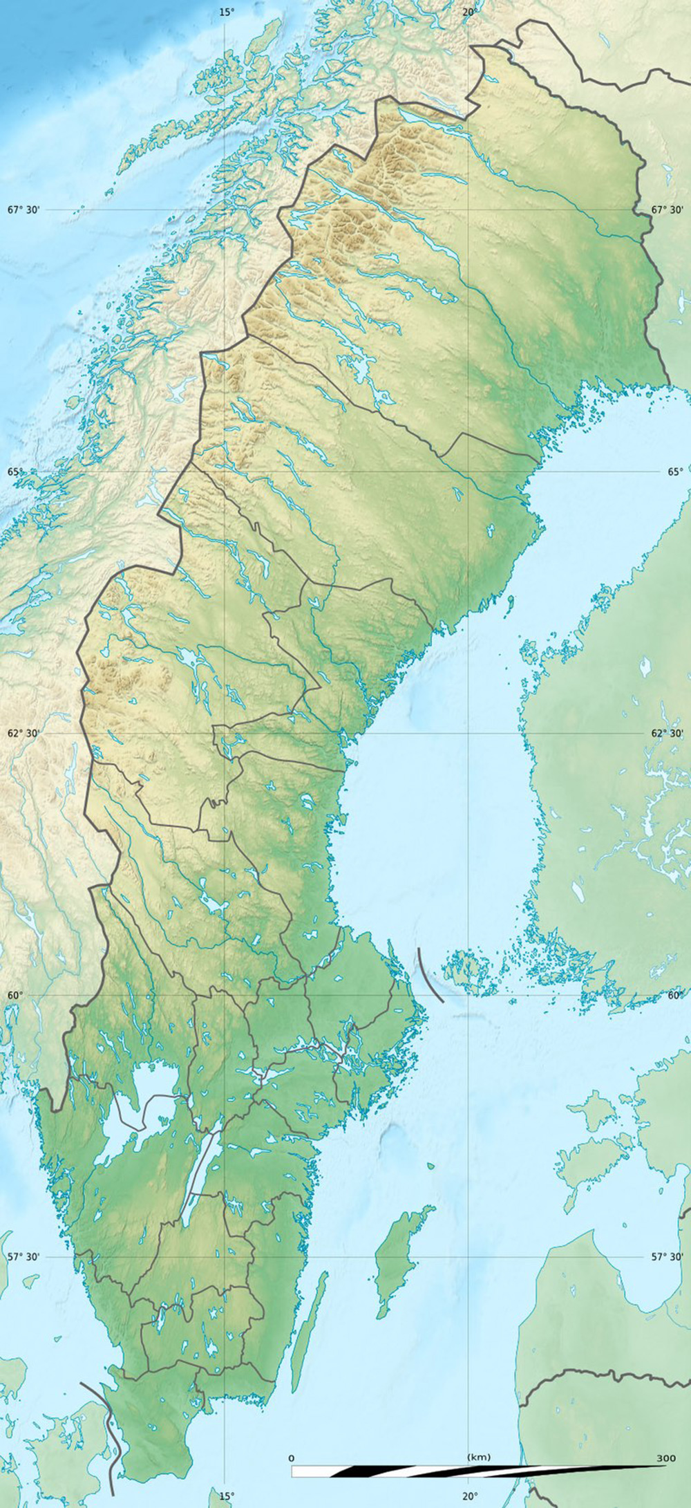 Mappa dei rilievi Svezia