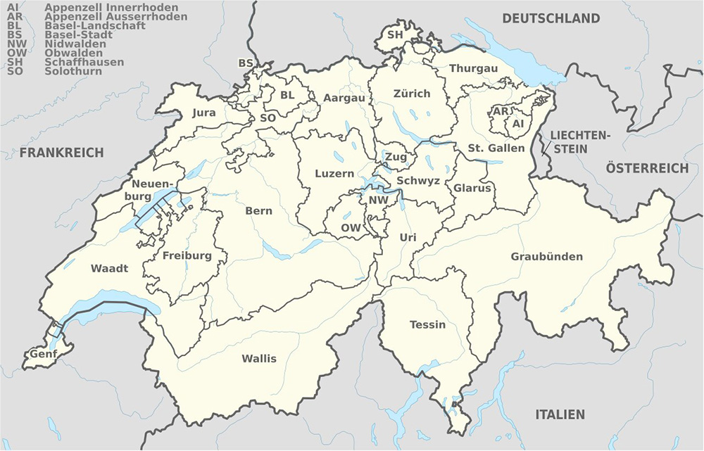 Mappa regioni Svizzera