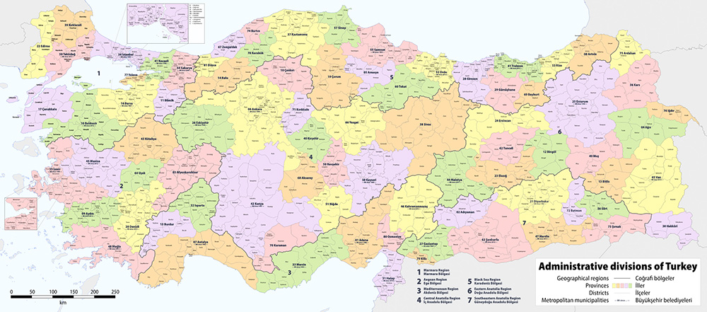 Mappa regioni Turchia