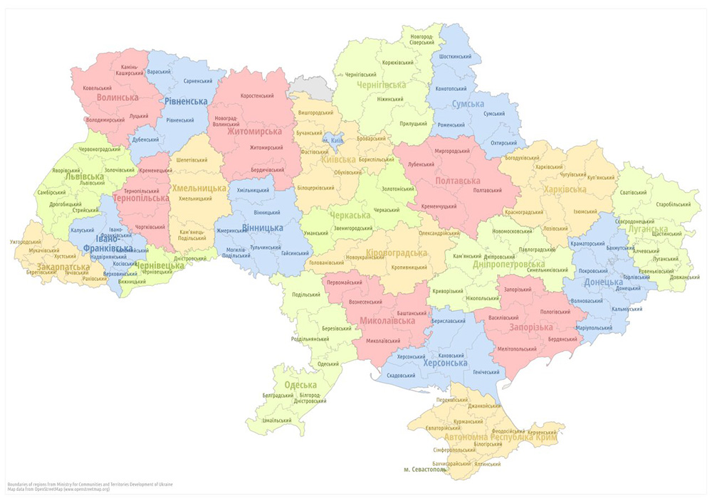 Mappa regioni Ucraina